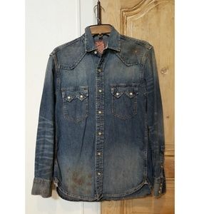 Lucky brand paint print denim shirt